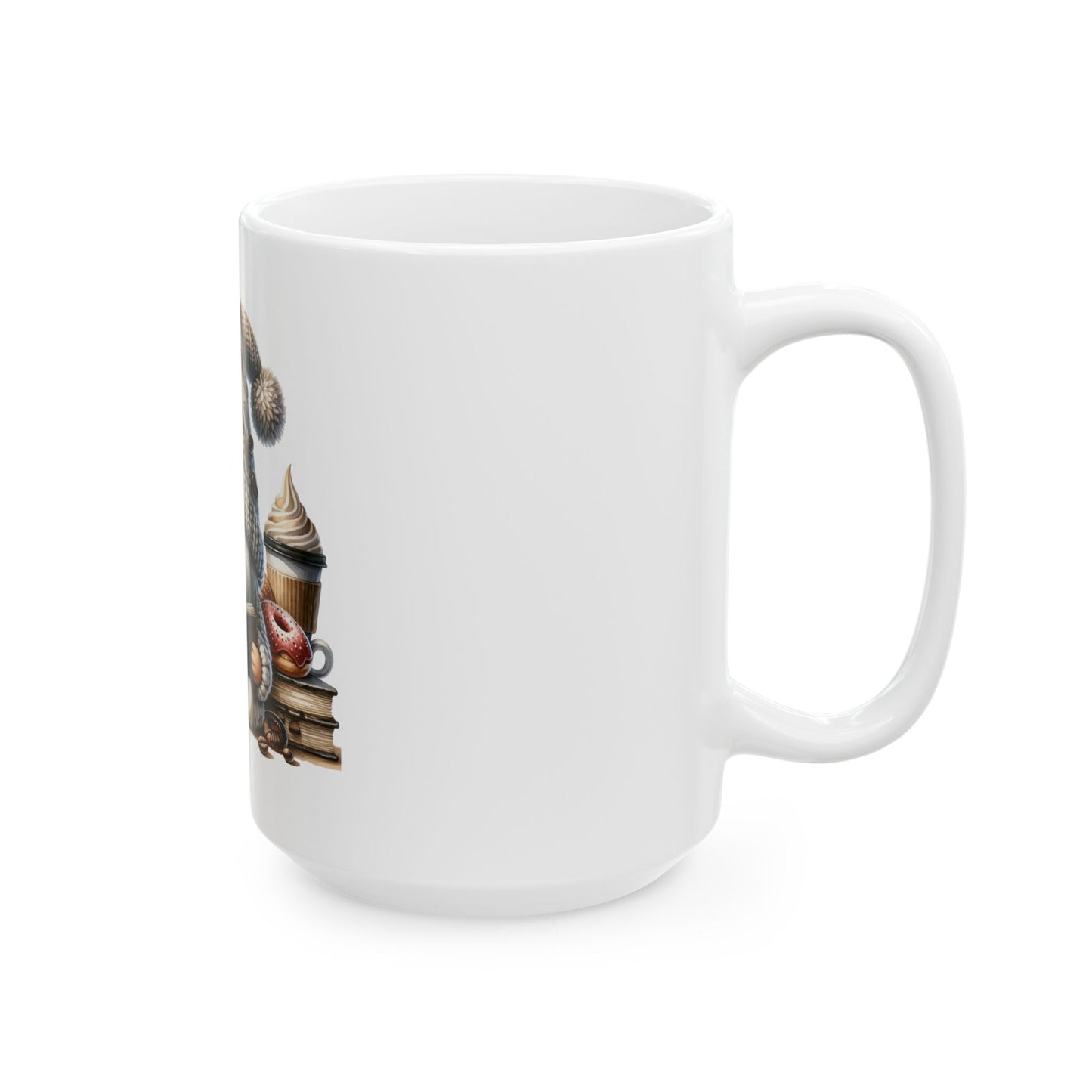 Coffee Beans Gnome Ceramic Mug, (11oz, 15oz)