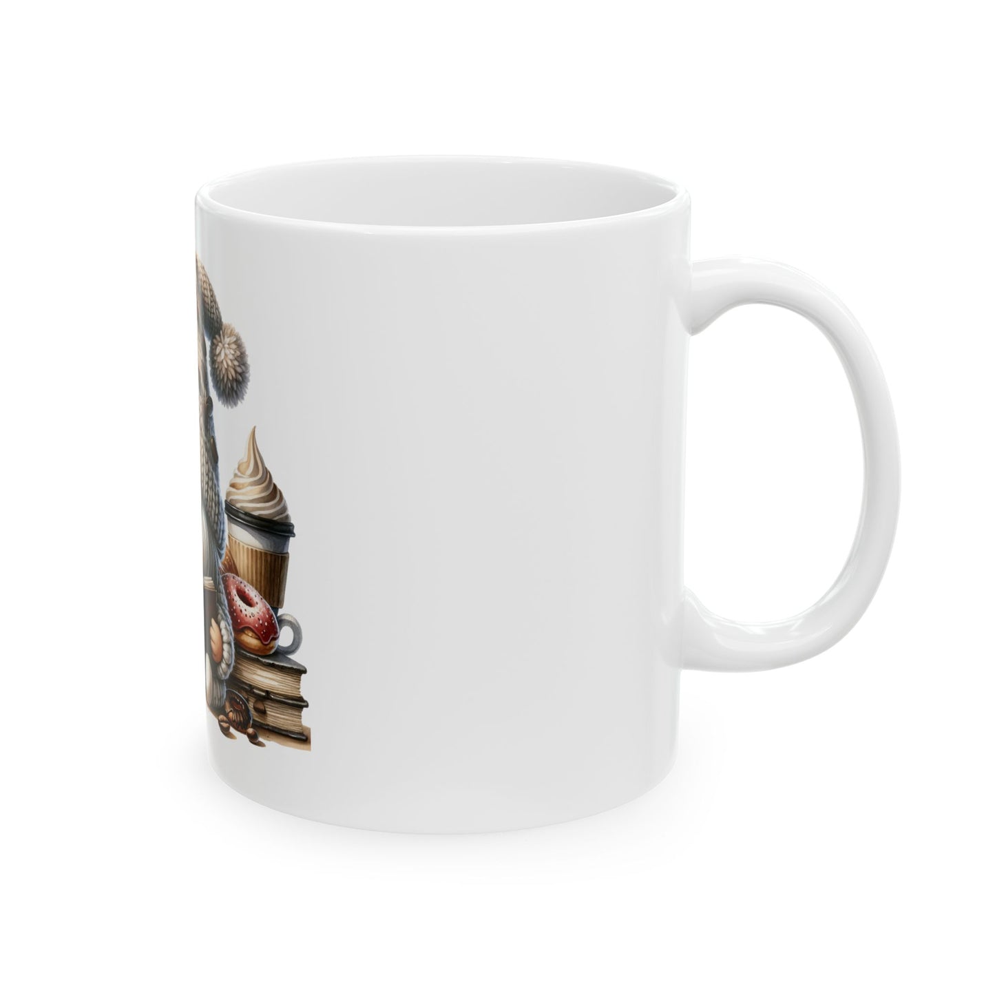 Coffee Beans Gnome Ceramic Mug, (11oz, 15oz)