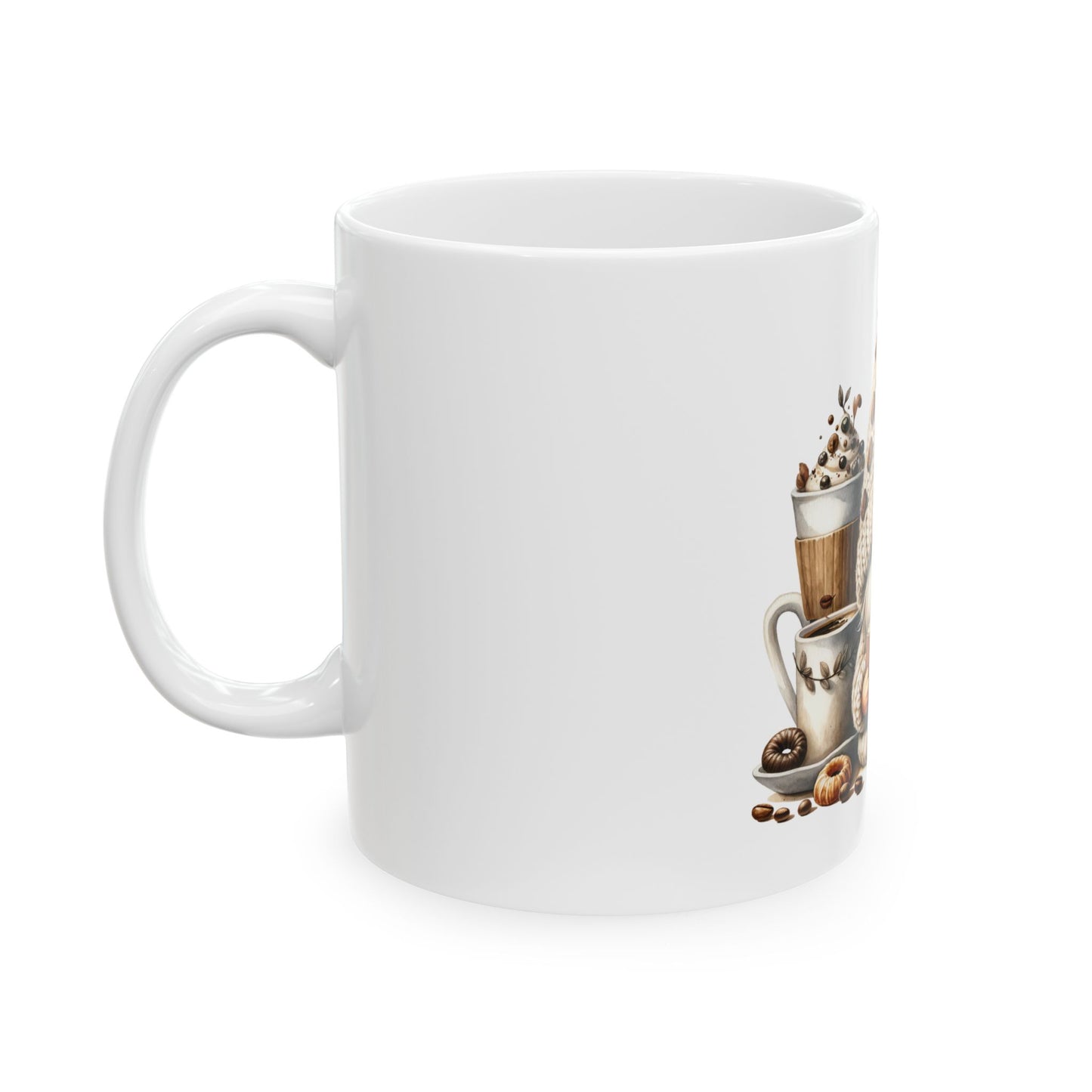 Coffee Beans Gnome Ceramic Mug, (11oz, 15oz)