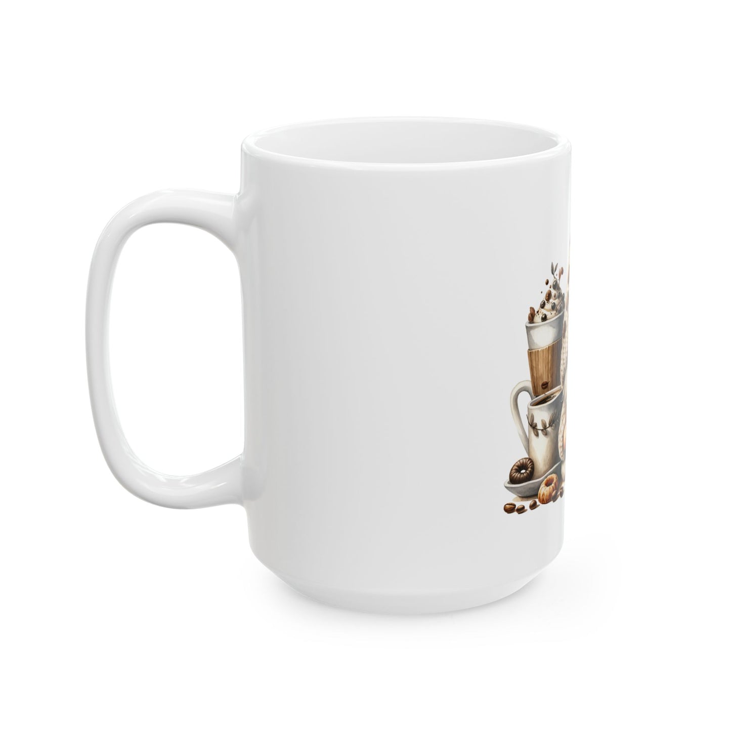 Coffee Beans Gnome Ceramic Mug, (11oz, 15oz)