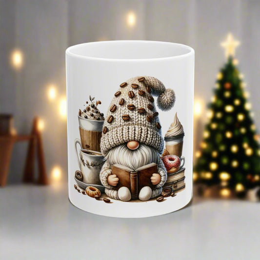 Coffee Beans Gnome Ceramic Mug, (11oz, 15oz)